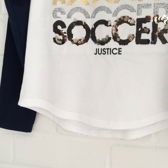 new with tags sequin sparkly rugby style long sleeves soccer t-shirt size 6 - Picture 4 of 6